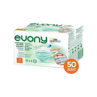 Evony Yumuşak Elastik Kulaklı Maske 50'li 5068594 