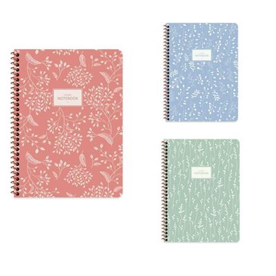 Keskin Color Pastel Flora Spiralli Karton Kapak Defter 16,5x22,5 cm 80 Yaprak Çizgili